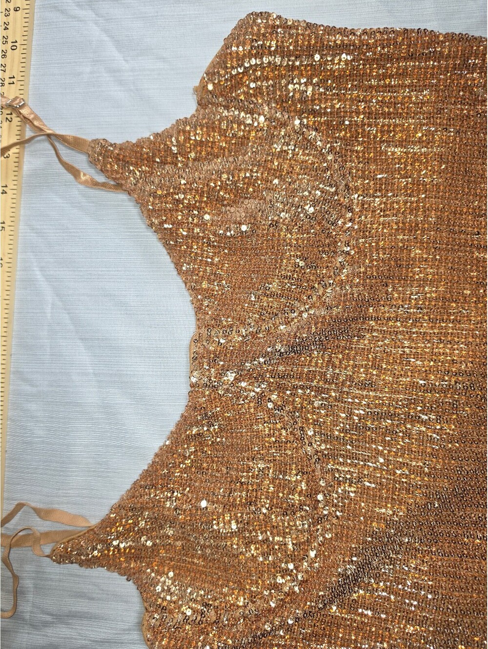 Fashion Nova Copper Gold Sequin Mini Dress XL – Sparkle Party Club Dress - Picture 14 of 14